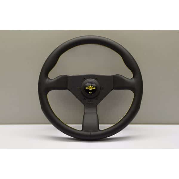 Personal Grinta Leather Steering Wheel 330mm - yellow stitch