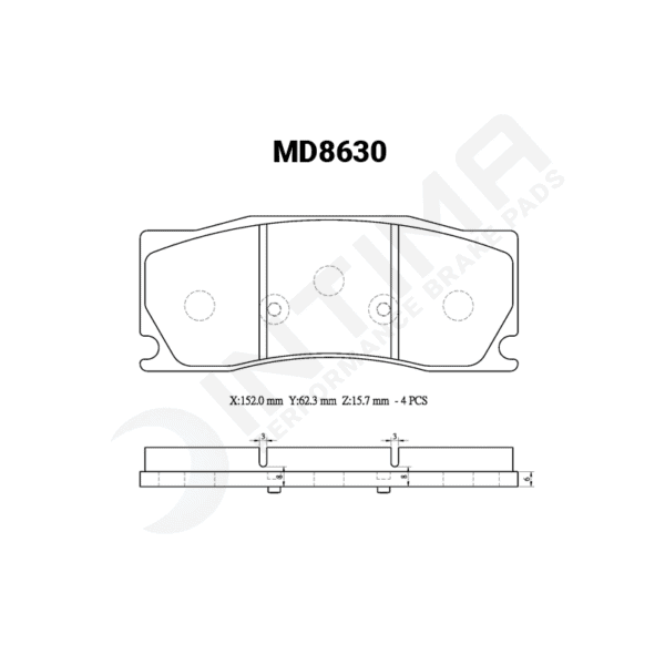 Intima RR Front Brake Pads – Alcon CAR97/Mono 6 - Image 2